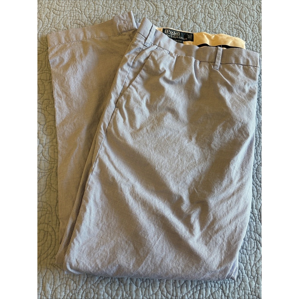 Polo Ralph Lauren Pants Mens 40x30(29) Blue Check Slim Gi Fit Cotton Gingham